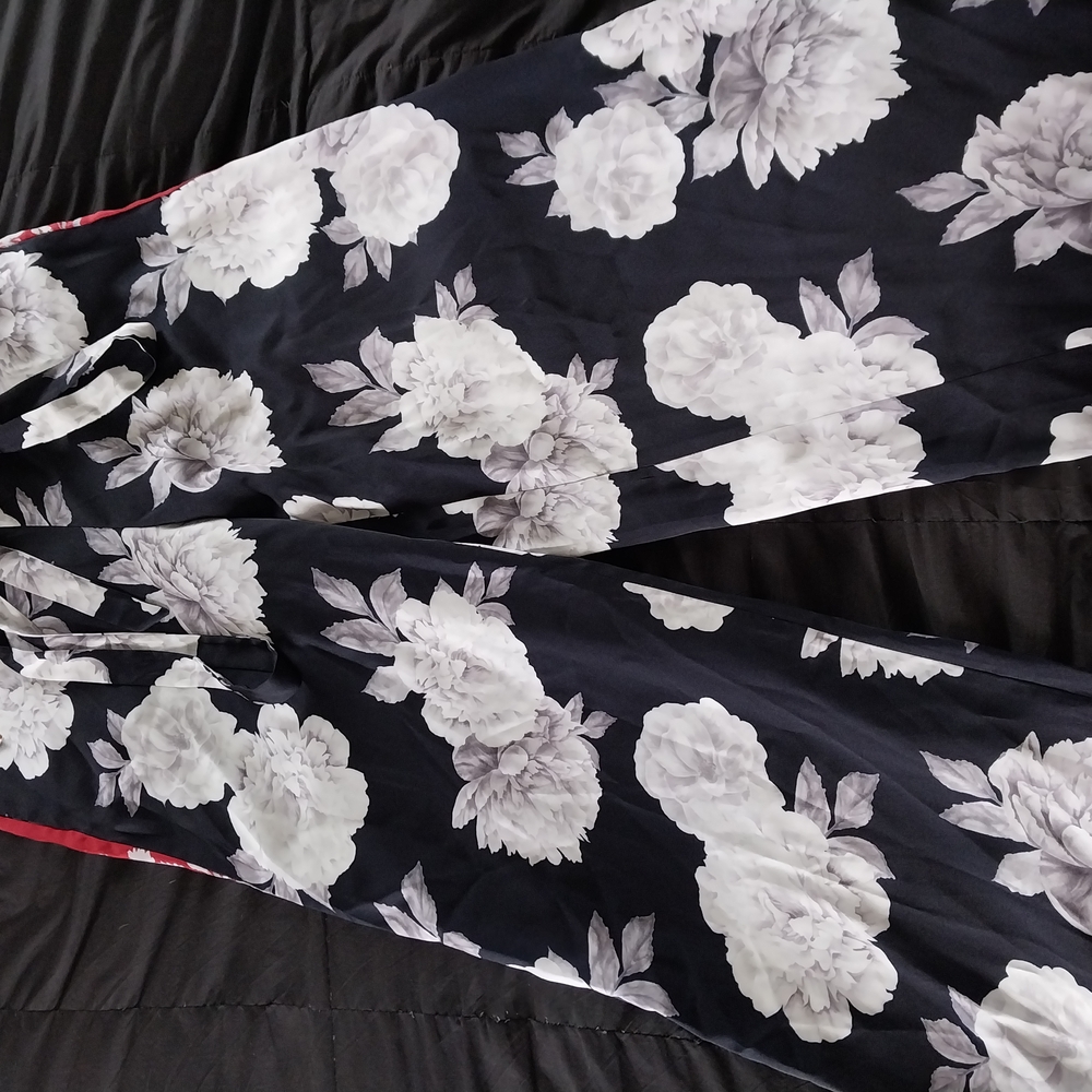 Floral Black and White Pants